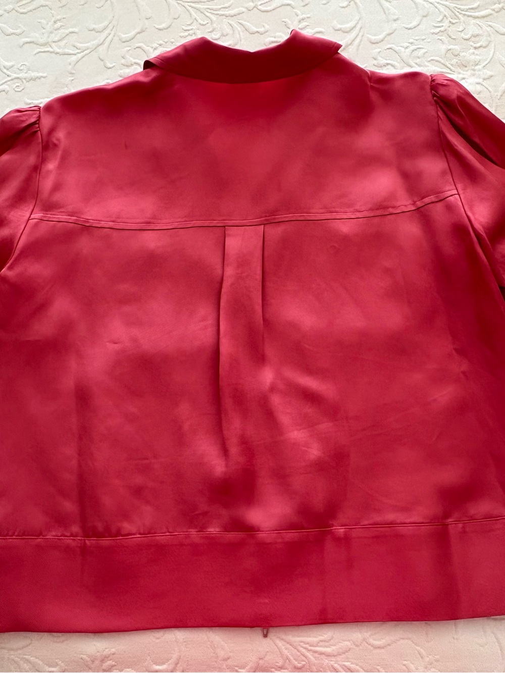 cinq a sept Satin Zip-Front Utility Jacket in Deep Rose - Picture 2 of 4